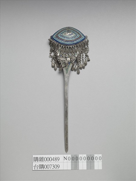 銀銅合金內填琺瑯步搖