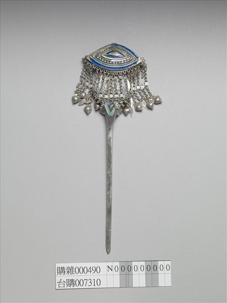 銀銅合金內填琺瑯步搖