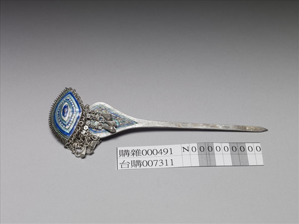 銀銅合金內填琺瑯步搖