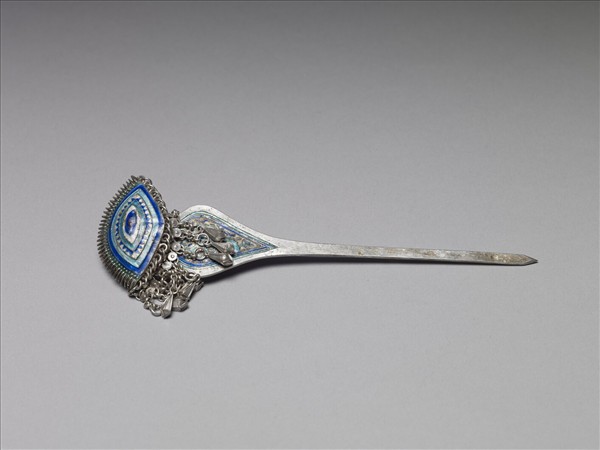 銀銅合金內填琺瑯步搖