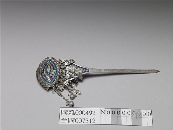 銀銅合金內填琺瑯步搖