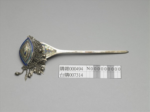 銀銅合金內填琺瑯步搖