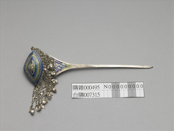 銀銅合金內填琺瑯步搖