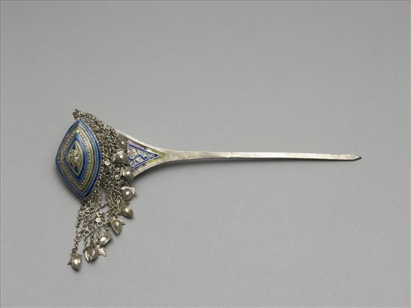 銀銅合金內填琺瑯步搖