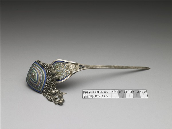 銀銅合金內填琺瑯步搖