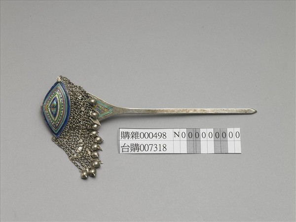 銀銅合金內填琺瑯步搖