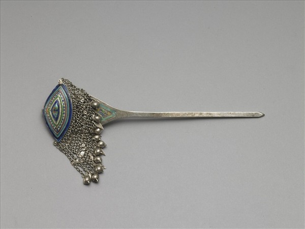 銀銅合金內填琺瑯步搖