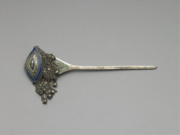 銀銅合金內填琺瑯步搖