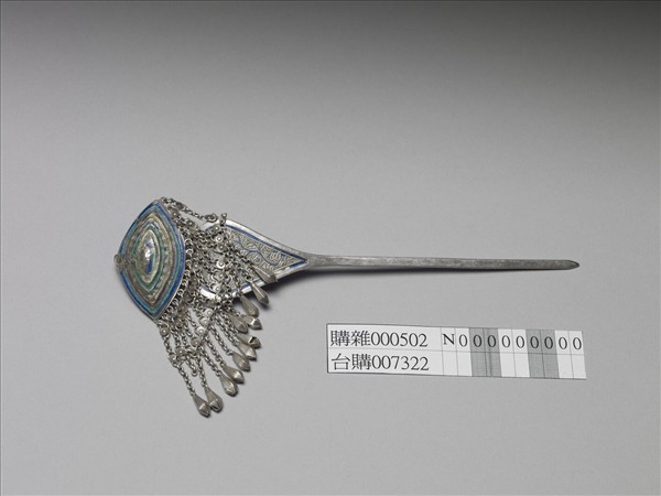 銀銅合金內填琺瑯步搖