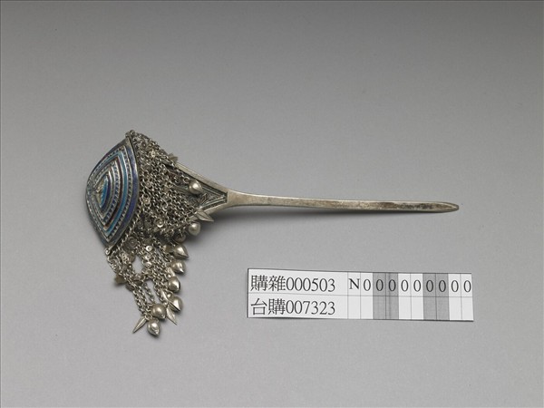 銀銅合金內填琺瑯步搖