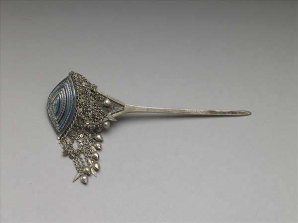 銀銅合金內填琺瑯步搖