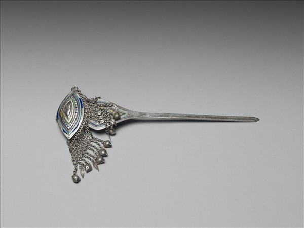 銀銅合金內填琺瑯步搖