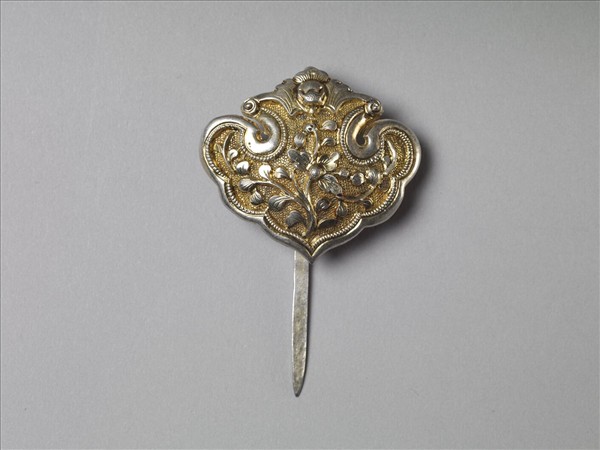 銀銅合金花卉簪