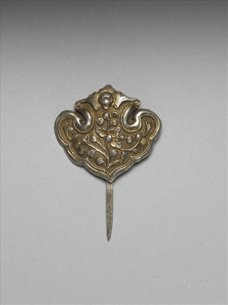 銀銅合金花卉簪