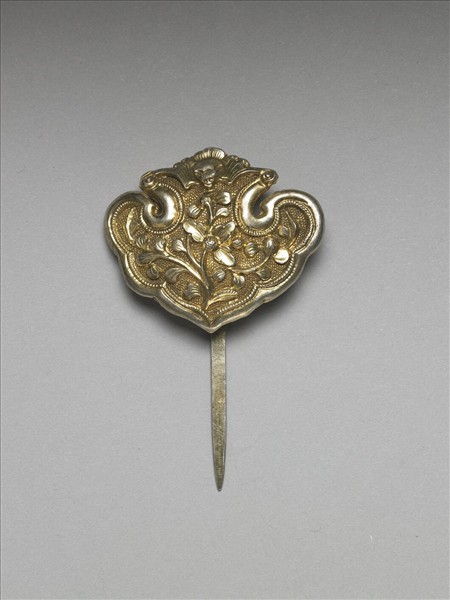 銀銅合金花卉簪