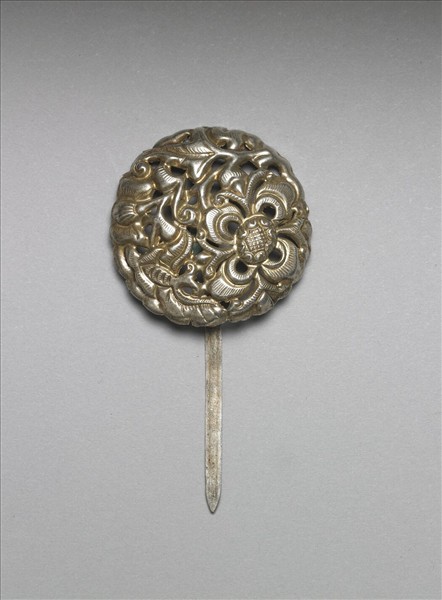 銀銅合金花蝶簪