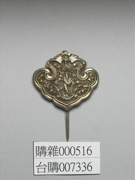 銀銅合金人物花卉簪