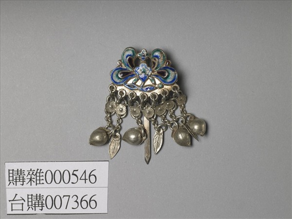 銀銅合金內填琺瑯番蓮步搖