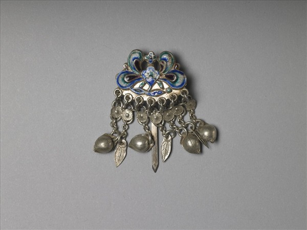 銀銅合金內填琺瑯番蓮步搖