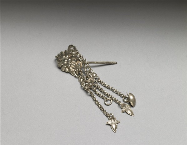 銀銅合金花卉耳環