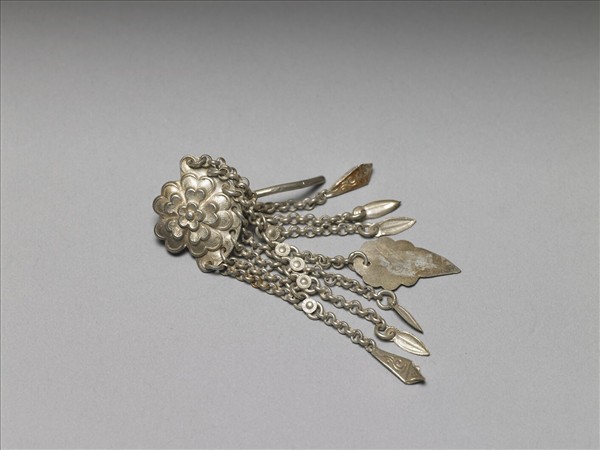 銀銅合金花卉耳環