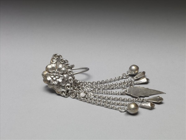 銀銅合金花卉耳環