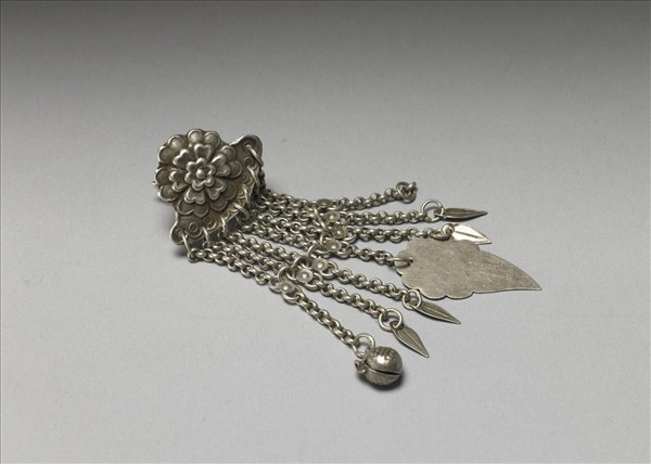 銀銅合金花卉耳環