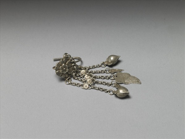 銀銅合金花卉耳環