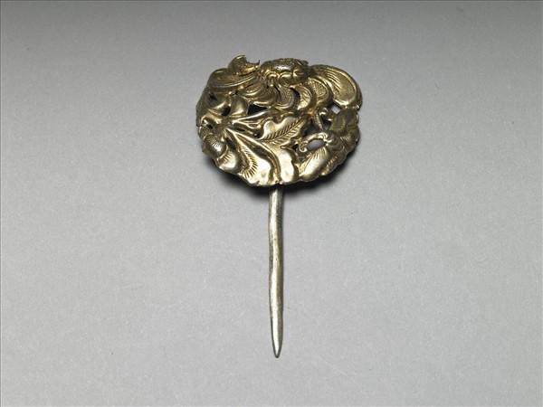 銀銅合金花蝶簪