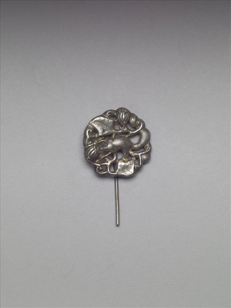 銀銅合金松鼠瓜瓞簪