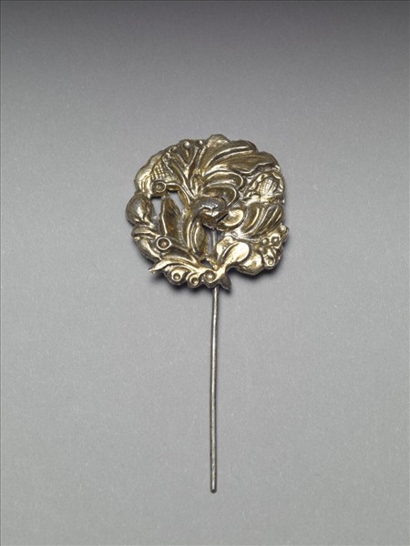 銀銅合金花卉簪