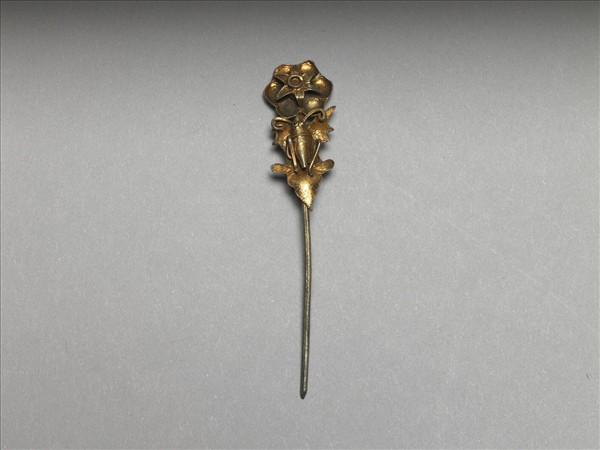 銀銅合金花蝶簪