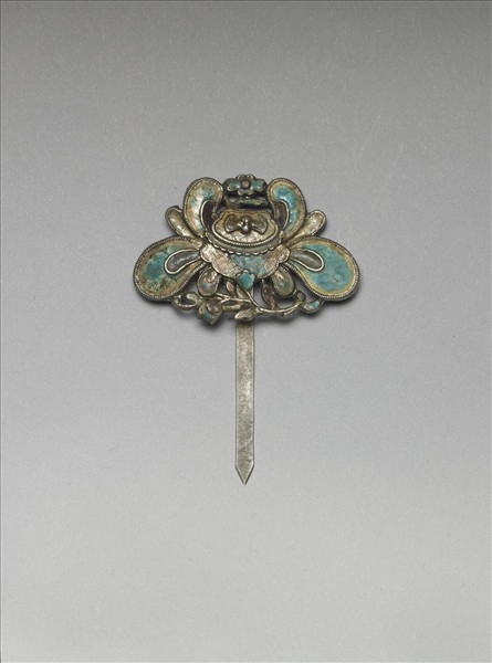 銀銅合金花卉簪