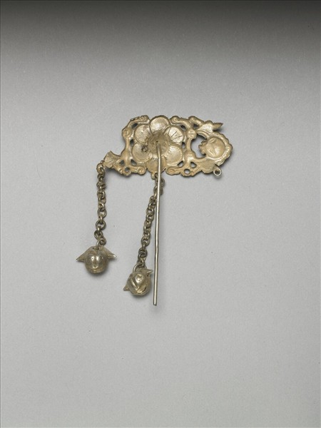 銀銅合金花卉蝙蝠步搖