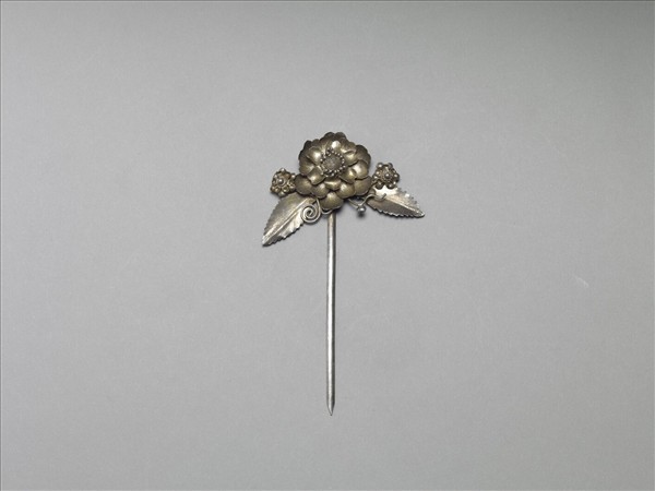 銀銅合金牡丹簪