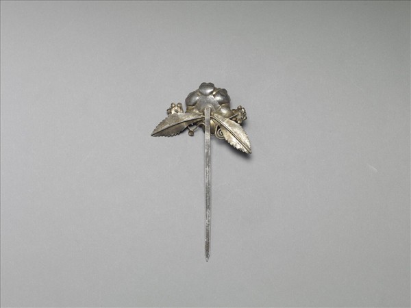 銀銅合金牡丹簪