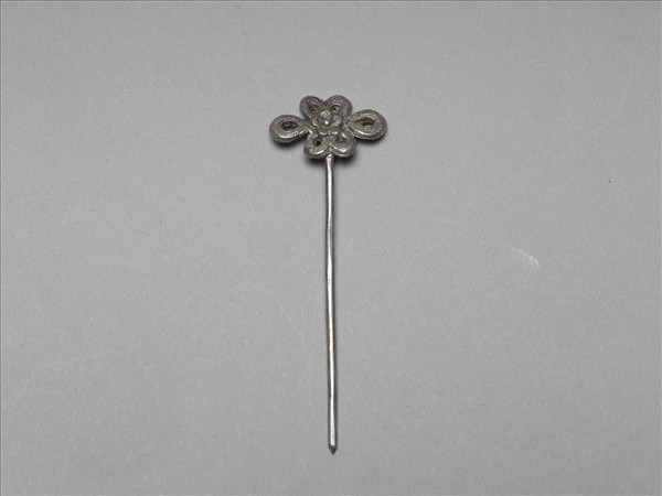 銀銅合金盤長花卉簪