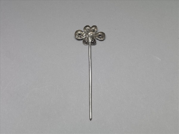 銀銅合金盤長花卉簪