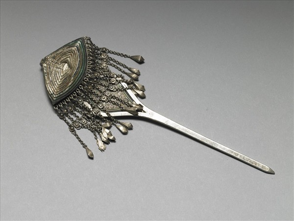 銀銅合金內填琺瑯步搖