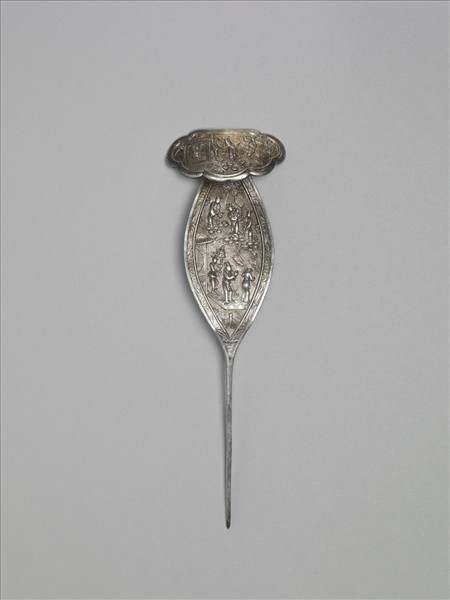 銀銅合金送子圖簪