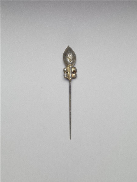 銀銅合金花苞簪