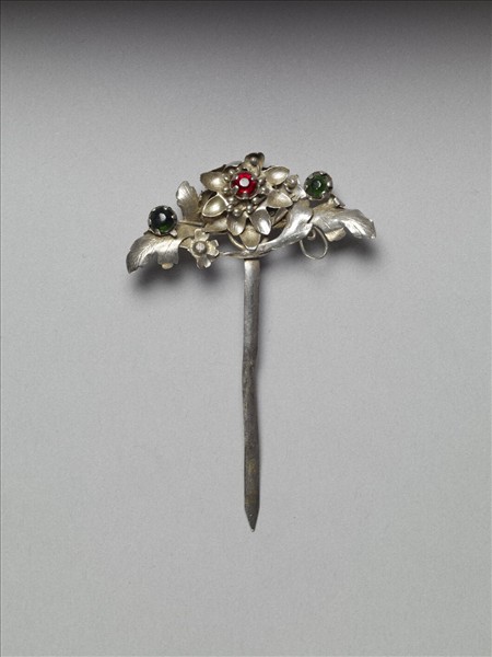 銀銅合金花卉簪