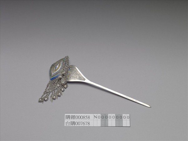 銀銅合金內填琺瑯步搖