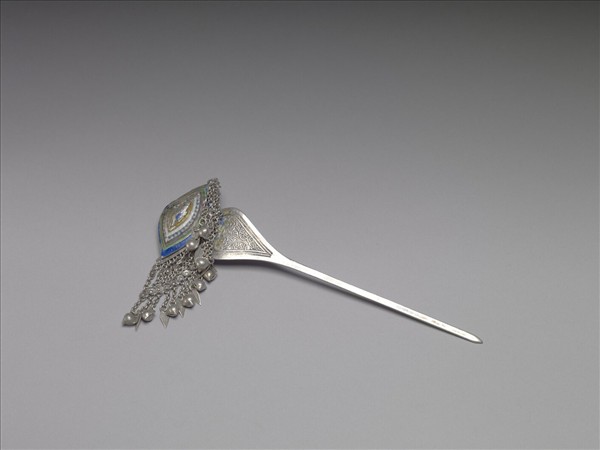 銀銅合金內填琺瑯步搖