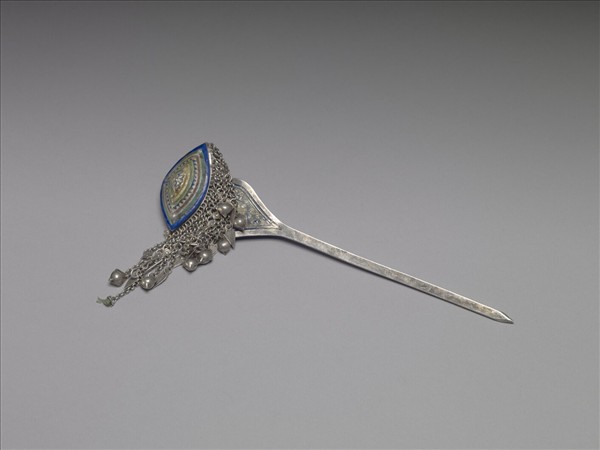 銀銅合金內填琺瑯步搖