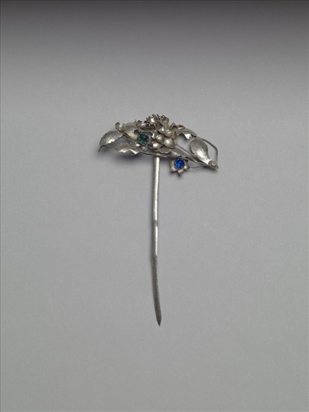 銀銅合金花卉簪