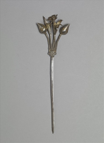 銀銅合金花卉簪