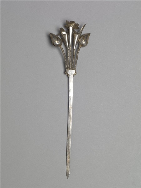 銀銅合金花卉簪