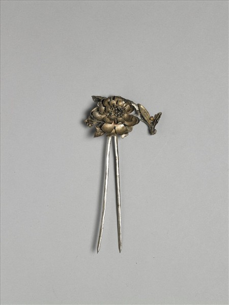 銀銅合金花卉釵