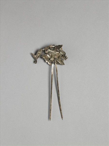 銀銅合金花卉釵